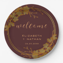 Classy Dark Burgundy & Gold Floral Welkom