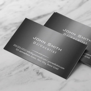 Classy Dark Gray Metal DJ Music Visitekaartje