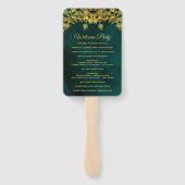 Classy Dark Green and Golden Wedding Programme Handwaaier (Achterkant)