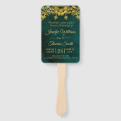 Classy Dark Green and Golden Wedding Programme Handwaaier (Voorkant)