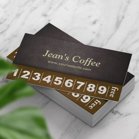 Classy Dark Leather Coffee Business Loyalty Kaart