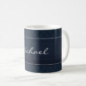 Classy Dark Navy Blue Custom Monogram Koffiemok (Voorkant rechts)