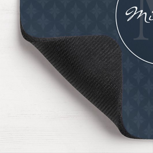 Classy Dark Navy Blue Custom Monogram Muismat (Hoek)
