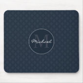 Classy Dark Navy Blue Custom Monogram Muismat (Voorkant)