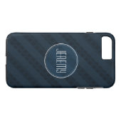 Classy Dark Navy Custom Monogram Versie 2.0 Case-Mate iPhone Case (Achterkant (Horizontaal))