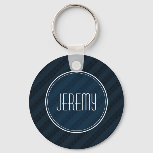 Classy Dark Navy Custom Monogram Versie 2.0 Sleutelhanger (Voorkant)