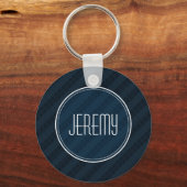 Classy Dark Navy Custom Monogram Versie 2.0 Sleutelhanger (Voorkant)