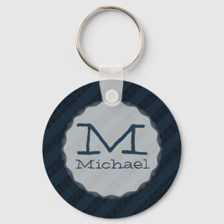 Classy Dark Navy Custom Monogram Versie 2.1 Sleutelhanger