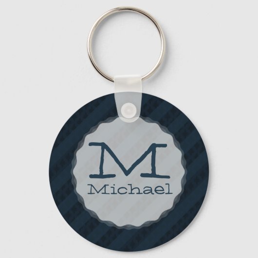Classy Dark Navy Custom Monogram Versie 2.1 Sleutelhanger (Voorkant)