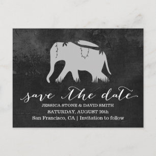 Classy Dark Oerwoud Elephant Wedding Save the Date Aankondigingskaart