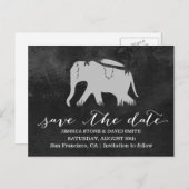 Classy Dark Oerwoud Elephant Wedding Save the Date Aankondigingskaart (Voorkant / Achterkant)