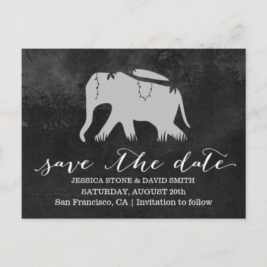 Classy Dark Oerwoud Elephant Wedding Save the Date Aankondigingskaart (Voorkant)
