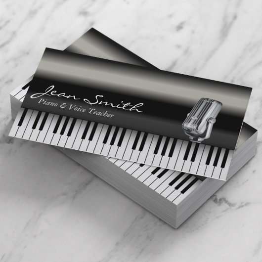 Classy Dark Piano- en Voice Teacher-Visitekaartje Visitekaartje