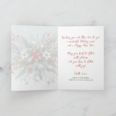 Classy Dark Red Teal Blue Floral Holiday Wreath Feestdagen Kaart (Binnen)