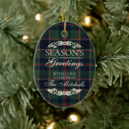 Classy Dark Red Teal Blue Floral Holiday Wreath Keramisch Ornament