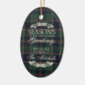 Classy Dark Red Teal Blue Floral Holiday Wreath Keramisch Ornament (Links)