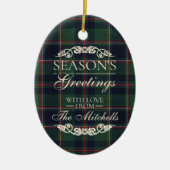 Classy Dark Red Teal Blue Floral Holiday Wreath Keramisch Ornament (Voorkant)