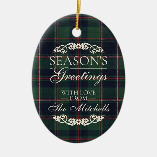 Classy Dark Red Teal Blue Floral Holiday Wreath Keramisch Ornament (Voorkant)