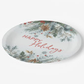 Classy Dark Red Teal Blue Floral Holiday Wreath Papieren Bordje (Gekanteld)