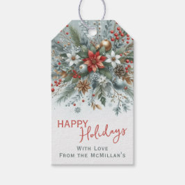 Classy Dark Red Teal Blue Green Floral Wreath Cadeaulabel