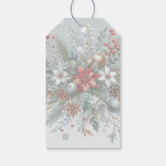 Classy Dark Red Teal Blue Green Floral Wreath Cadeaulabel (Achterkant)