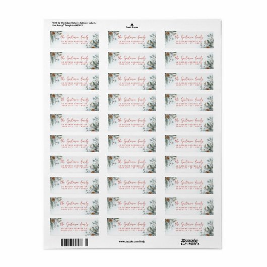 Classy Dark Red Teal Blue Green Floral Wreath Etiket (Full Sheet)