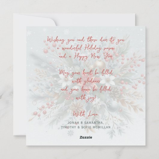 Classy Dark Red Teal Blue Green Floral Wreath Feestdagenkaart (Achterkant)