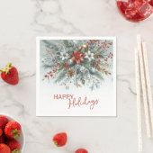 Classy Dark Red Teal Blue Green Floral Wreath Servet (Insitu)