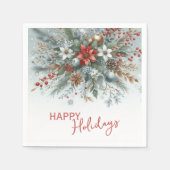 Classy Dark Red Teal Blue Green Floral Wreath Servet (Voorkant)