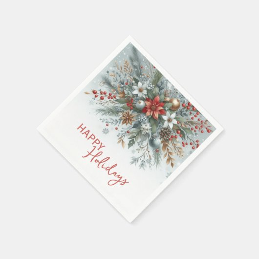 Classy Dark Red Teal Blue Green Floral Wreath Servet (Hoek)