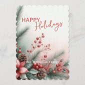 Classy Dark Red Teal Green Floral Holiday Wreath Feestdagenkaart (Voorkant)