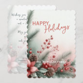 Classy Dark Red Teal Green Floral Holiday Wreath Feestdagenkaart (Voorkant / Achterkant)