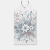 Classy Dark Teal Blue Red Floral Holiday Wreath Cadeaulabel (Achterkant)