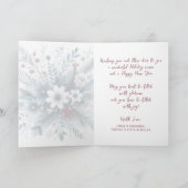 Classy Dark Teal Blue Red Floral Holiday Wreath Feestdagen Kaart (Binnen)