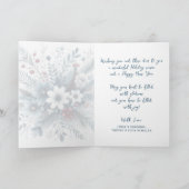 Classy Dark Teal Blue Red Floral Holiday Wreath Feestdagen Kaart (Binnen)