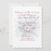 Classy Dark Teal Blue Red Floral Holiday Wreath Feestdagenkaart (Achterkant)