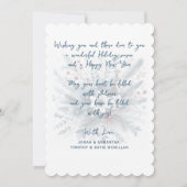 Classy Dark Teal Blue Red Floral Holiday Wreath Feestdagenkaart (Achterkant)