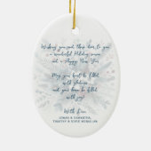 Classy Dark Teal Blue Red Floral Holiday Wreath Keramisch Ornament (Achterkant)