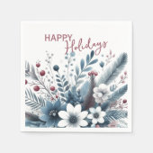 Classy Dark Teal Blue Red Floral Holiday Wreath Servet (Voorkant)