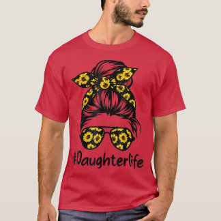 Classy Daughter Life met Sunflower Messy Bun Moth T-shirt