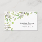 Classy Day Spa en Salon Green Foliage waterverf Visitekaartje (Voorkant)