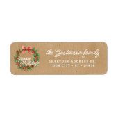 Classy december krans met roze boog Waterverf Etiket (Voorkant)
