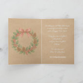 Classy december krans met roze boog Waterverf Feestdagen Kaart (Binnen)