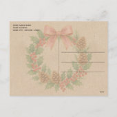 Classy december krans met roze boog Waterverf Feestdagenkaart (Achterkant)