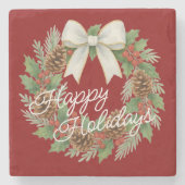 Classy december krans met witte boog vakantie stenen onderzetter (Voorkant)