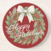 Classy december krans met witte boog vakantie zandsteen onderzetter (Voorkant)