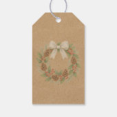 Classy december krans met witte boog Waterverf Cadeaulabel (Achterkant)