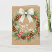 Classy december krans met witte boog Waterverf Feestdagen Kaart (Voorkant)