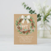 Classy december krans met witte boog Waterverf Feestdagenkaart (Staand voorkant)