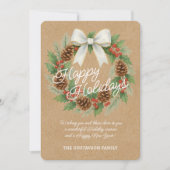 Classy december krans met witte boog Waterverf Feestdagenkaart (Voorkant)